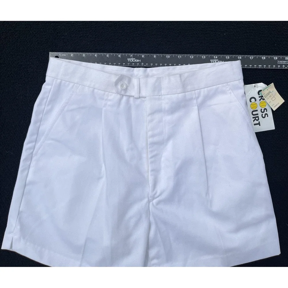Vintage Cross Court Tennis‎ Shorts Mens 34 80s Poly Cotton NWT Classic Retro - Picture 8 of 14
